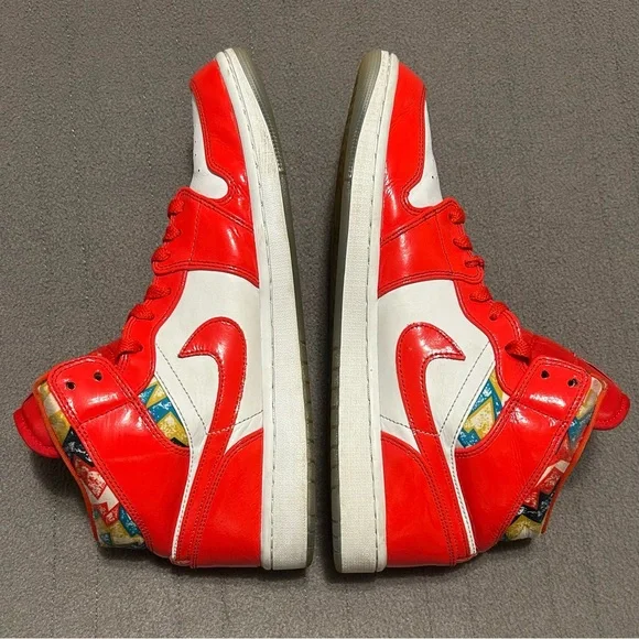 Jordan Men’s High-Top Sneakers in Red and White - Picture 3 of 8